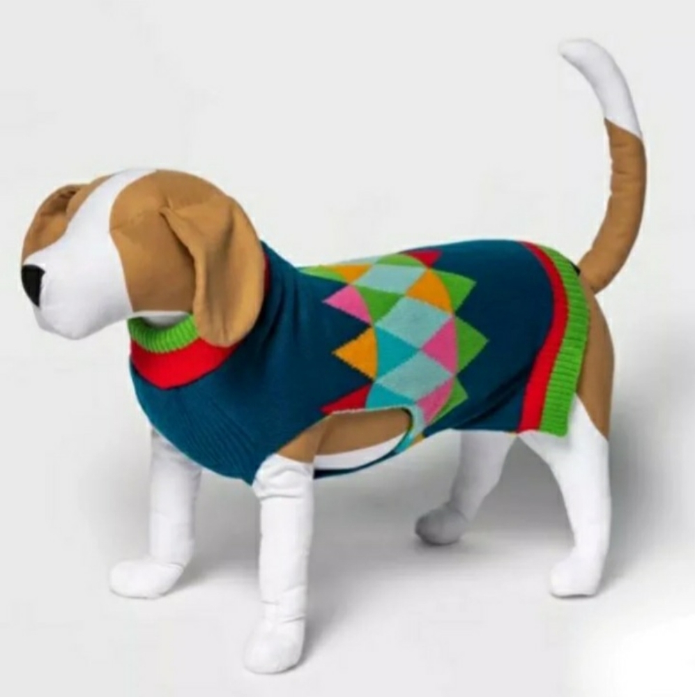 Wondershop Geo Print Pet Sweater Blue M
